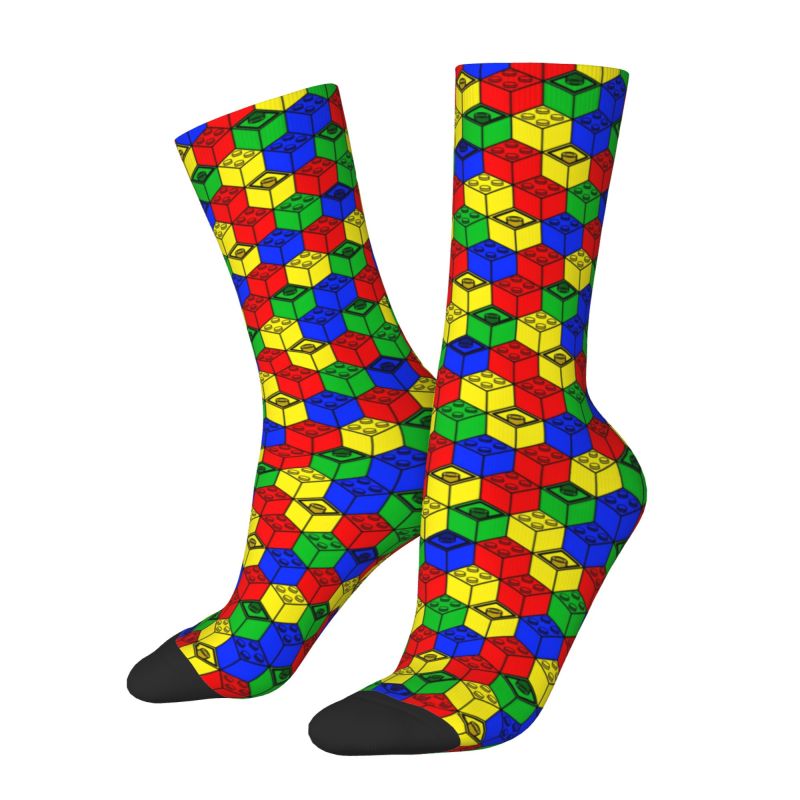 Building Blocks - Aangepaste mode multi-color bouwstenen patern sokken