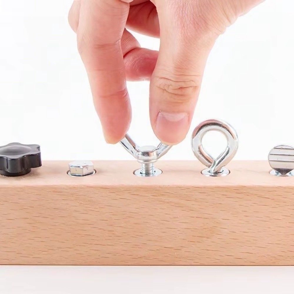 Montessori Wooden Busy Board Toddler - Nieuw draagbaar Montessori schroef-DIY metalen onderdelen
