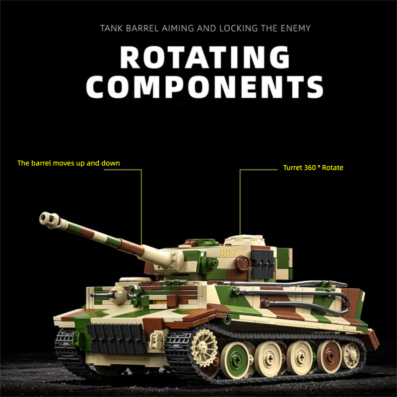 Lego Compatible Military Tank - 1:28 Duitse Tiger Tank bouwstenenset, doe-het-zelf